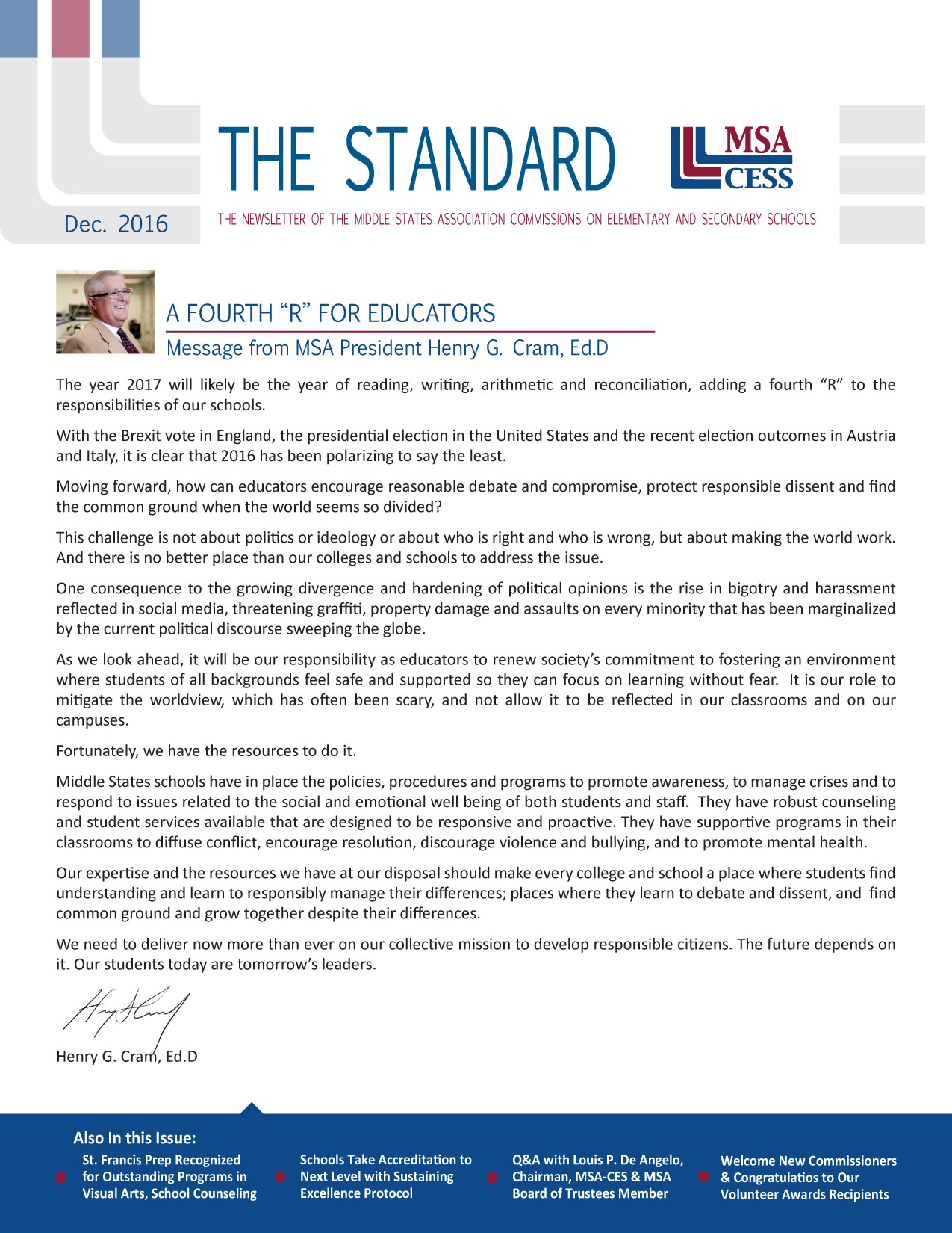December 2016 The Standard Newsletter