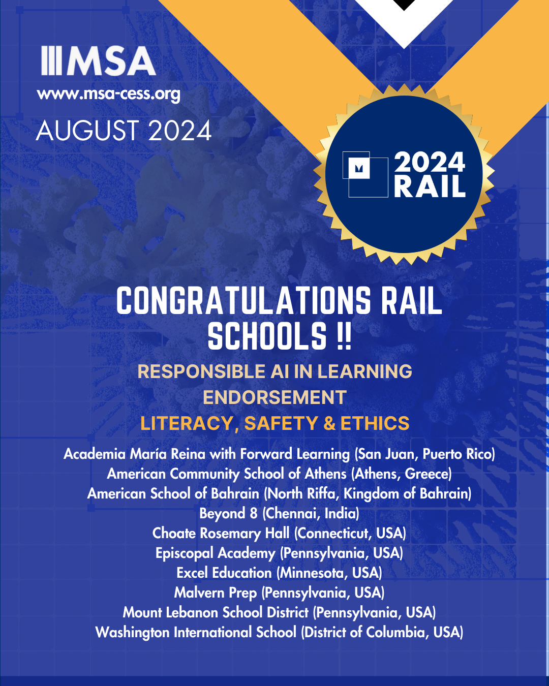 1O MSA RAIL Schools Earn World’s First Ever AI Endorsement !