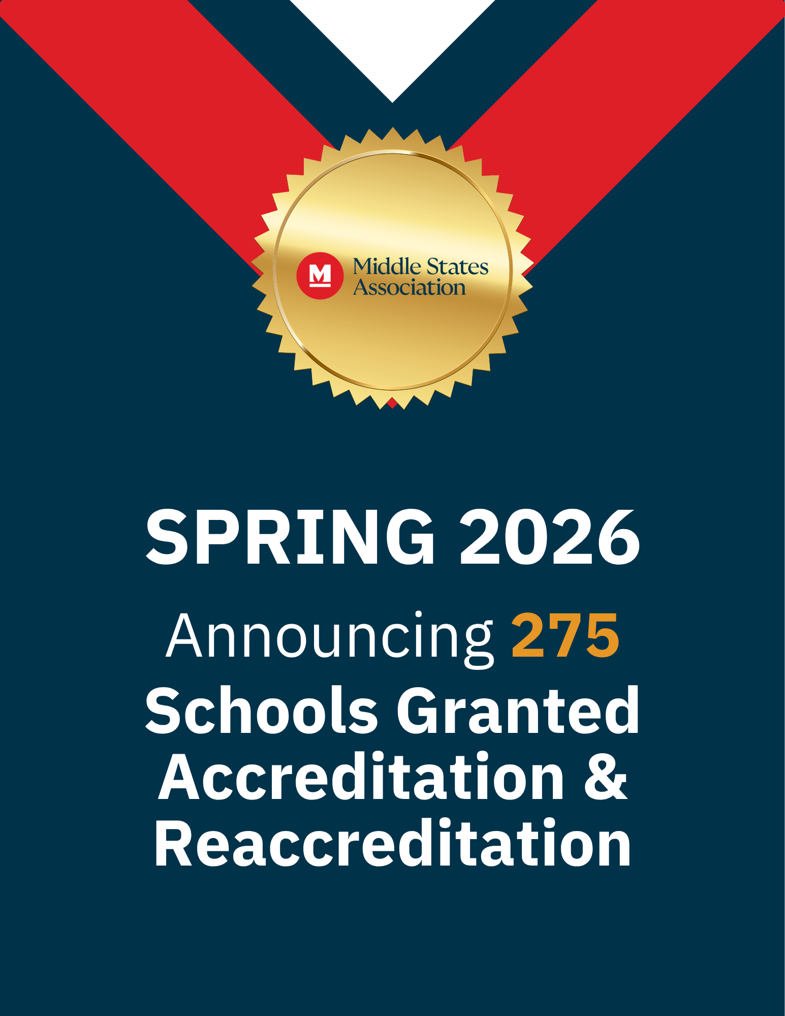 Middle States Association Announces 275 Schools Granted Accreditation & Reaccreditation